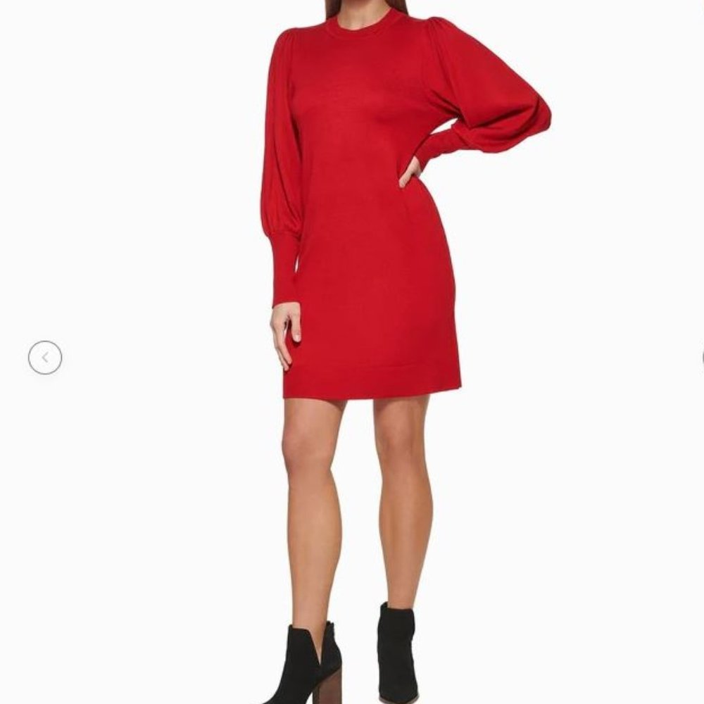 NWT Vince Camuto Womens CREWNECK MIDI SWEATERDRESS, Red, size S